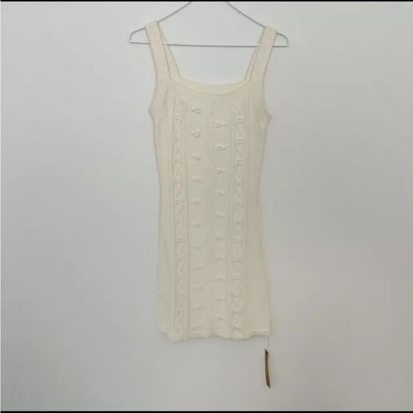 Reformation Cento Cable Knit Cotton Sweater Mini Dress NWT - Picture 2 of 7